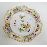 19th century Meissen cabinet plate with pierced rim and floral encrusted painted with flowers,