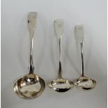 Georgian Scottish silver sauce ladles to include a Dundee silver ladle with makers marks for William