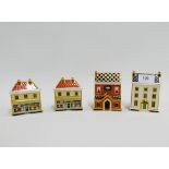 Four Royal Crown Derby Imari patterned model houses to include Georgian Town House, The Ram Public
