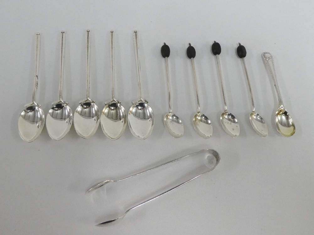 A mixed lot of silver and Epns teaspoons and sugar tongs with various hallmarks and dates (a lot)