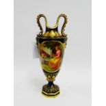 Ernst Wahliss Turn Vienna porcelain twin handled vase with hand painted vignette depicting a woman