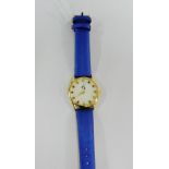 Anna Bella birth stone gemset wristwatch on a blue leather strap