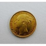 Queen Victoria gold full sovereign, Melbourne Mint, dated 1884