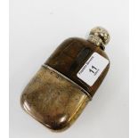 Victorian silver mounted, glass and leather covered hip flask by William Hutton & Sons Ltd,