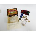 A mixed lot to include WWII Women's Land Army ephemera together with military cap badges, George