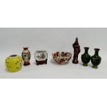 Mixed lot to include a Japanese porcelain vase, shaped dish, pair of Cloisonne vases, Chinese ginger