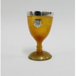 Rare horn and silver mounted egg cup with makers marks for W. Dunningham & Co, Edinburgh 1902, 8cm