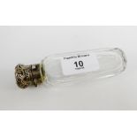 Victorian cut glass scent bottle with white metal crown shaped cover, 12cm high