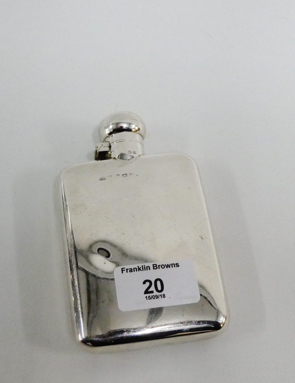 George V silver hip flask, Birmingham 1919, 13cm long