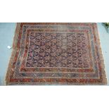 Eastern rug, the terracotta field with multiple borders and geometric field pattern, 180 x 126cm