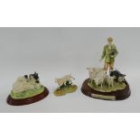 Border Fine Arts 'Springtime' figure, 'Ewe and two Lambs' and a Leonardo 'Shepherd' figure,