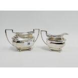 George V silver cream jug and twin handled sugar basin by Walker & Hall, Sheffield 1921 (2)