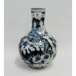 Chinese blue and white bottle neck vase painted with Dragon and Pearl of Wisdom pattern, 34cm high