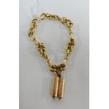 9 carat gold fancy link chain bracelet with miniature Torah pendant