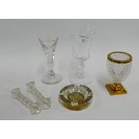 Lobmeyr goblet, ormolu mounted glass, decorative glass, pair of knife rests, an Art Deco French