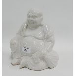 White glazed craquelure seated Buddha, 20cm high