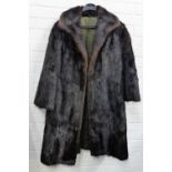 Vintage brown fur coat together with various tippets and stoles etc., (a lot)