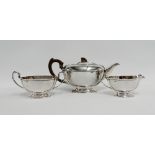 20th century silver three piece teaset by Frank Cobb & Co, Sheffield 1960 (3)