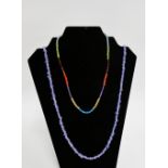 Single row faceted bead tanzanite necklace together with a multi gem single strand necklace (2)