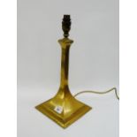 Early 20th century heavy brass table lamp base, 30cm high excluding light fittings