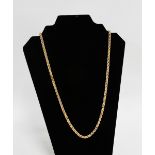 9 carat gold necklace, with interlocking double links alternating between textured and polished,