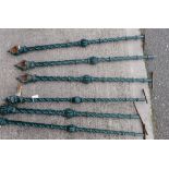Collection of six cast iron green painted balustrade poles, approx 105cm long, (6)