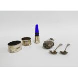 A mixed lot to include a miniature Chester silver mounted hip flask, circa 1910 together with two