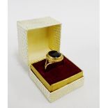 9 carat gold and garnet dress ring, UK ring size N