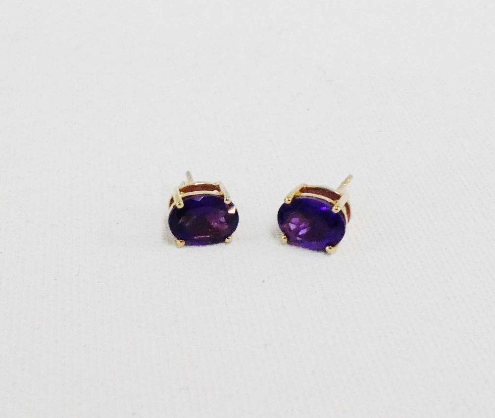 9 carat gold and amethyst stud earrings