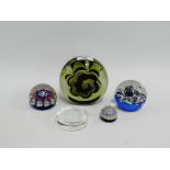 Collection of five glass paperweights to include Caithness etc., (5)