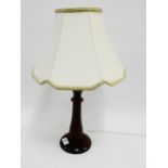 Carved teak table lamp base and shade