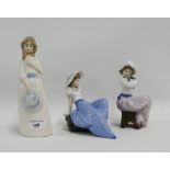 Three Spanish porcelain figures to include two NAO and one Nadal female figures, tallest 24cm, (3)