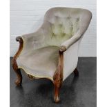 Victorian rosewood framed buttonback armchair, 83 x 66cm
