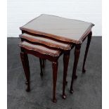 Mahogany nest of three tables, 57 x 56cm