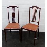 Two Edwardian mahogany framed side chairs, 94 x 35cm, (2)