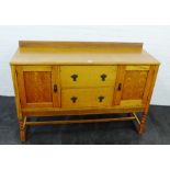 Early 20th century light oak ledgeback sideboard, 137 x 44cm