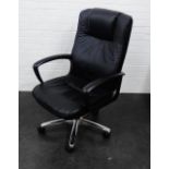 Modern black leather office chair, 166 x 65cm