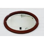 Mahogany oval wall mirror, 82 x 54cm