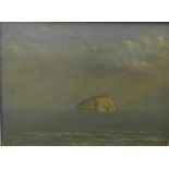 J. C. Nachenius Gardner "Bass Rock, Dunbar" Oil-on-Canvas, signed with monogram, framed, 23 x 17cm