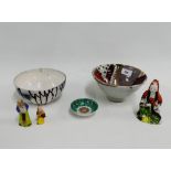 McCall studio pottery bowl together with a Japanese pottery bowl and a small collection of Chinese