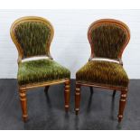 Pair of Victorian mahogany framed side chairs with upholstered back and seat, 92 x 50cm, (2)