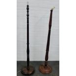 Carved standard lamp together with a mahogany 65cm standard lamp