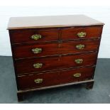 19th century mahogany chest, the rectangular top with a moulded edge, above two short and three long