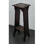 Early 20th century carved oak plant stand, 90 x 40cm