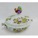 Fruit patterned pottery tureen and cover