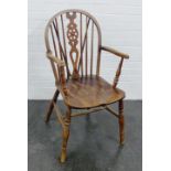 Oak Windsor style open armchair, 98 x 53cm