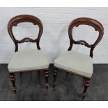 Pair of mahogany framed balloon back chairs with cream upholstered seats, 91 x 49cm, (2)