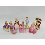 Collection of seven Royal Doulton figures to include "Miss Moffat" HN1936, "Monica" HN1467, "