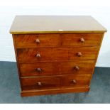 Victorian mahogany chest, the rectangular top with rounded corners over two short and three long