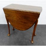 Oak drop leaf table with cabriole legs and pad feet, 77 x 77cm